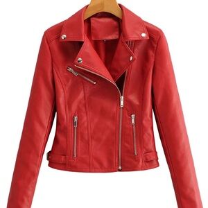 Red Women's Biker Jacket